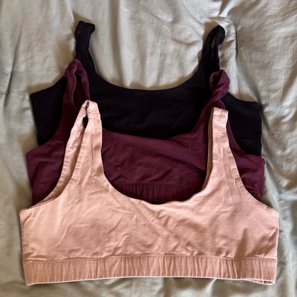 Pact scoop bralettes cotton bras XL black maroon nude
